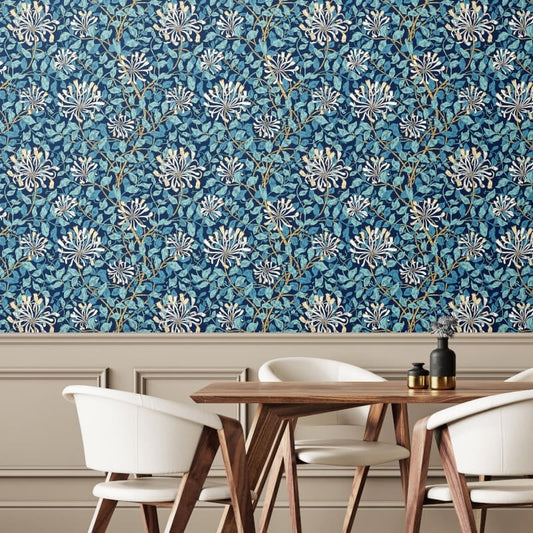 Honeysuckle Leaf Trail Wallpaper - Navy Blue - Hoopla Walls - HWA1083WWallpaper199