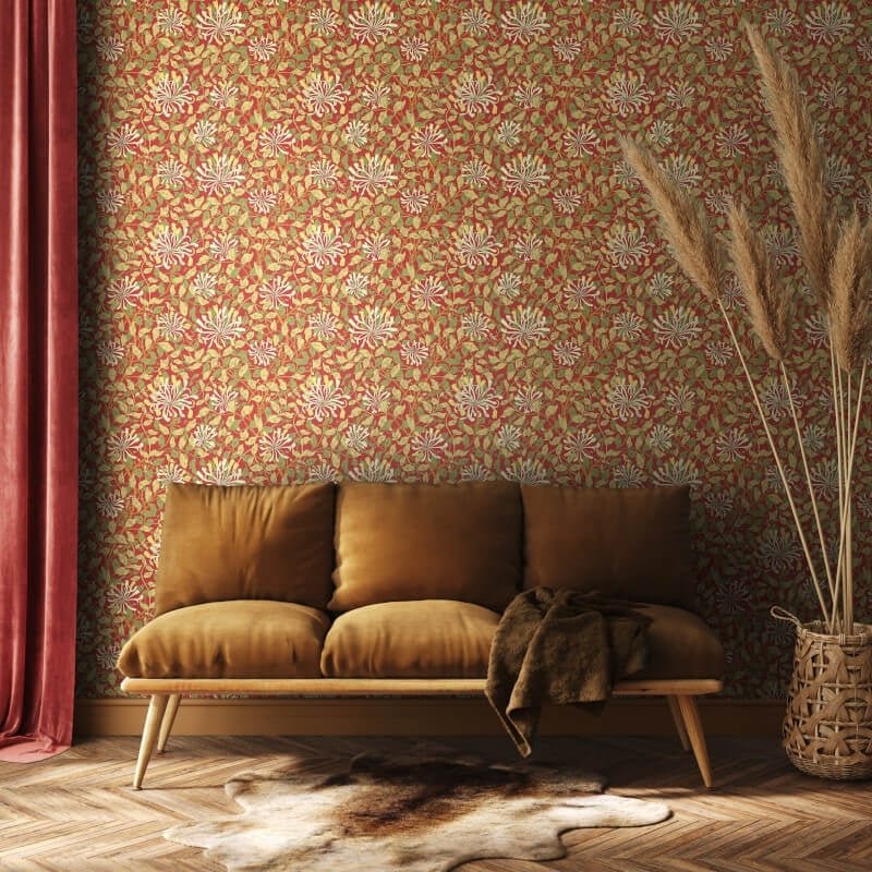 Honeysuckle Leaf Trail Wallpaper - Terracotta - Hoopla Walls - HWA1085WWallpaper199