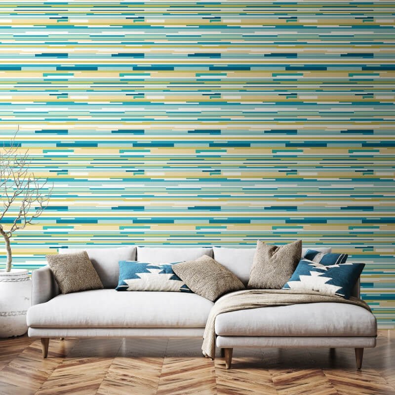 Horizontal Stripe Wallpaper - Teal Blue - Hoopla Walls - HWA1064WWallpaper199