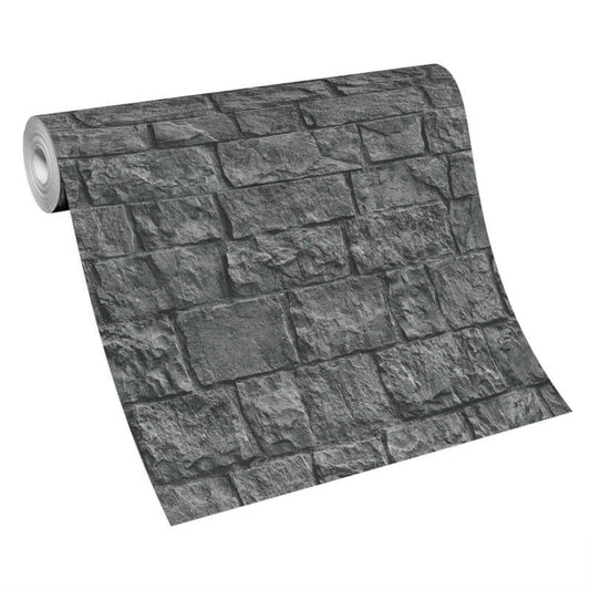 Imitations 3D Effect Brick Wall Wallpaper - Dark Grey - Erismann - 10394 - 10Wallpaper199