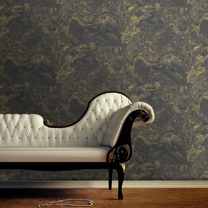 Infused Marble Metallic Wallpaper - Black/Gold - SK Filson - SK20030Wallpaper199