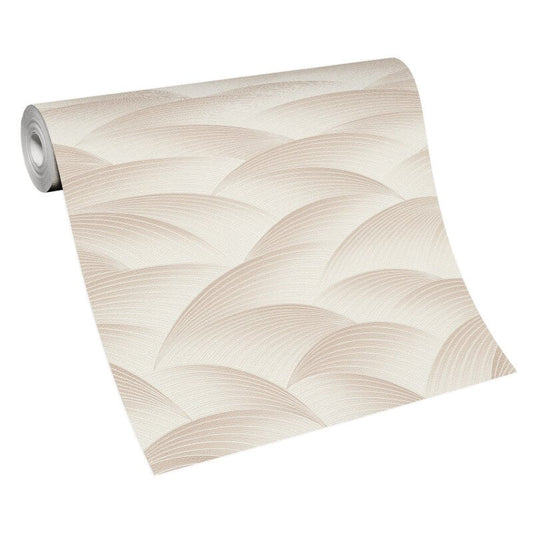 Interlocking Waves Metallic Wallpaper - Beige - Erismann - 10372 - 02Wallpaper199