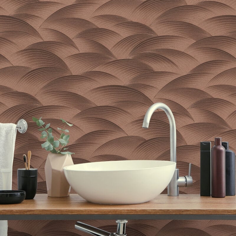 Interlocking Waves Metallic Wallpaper - Bronze - Erismann - 10372 - 48Wallpaper199