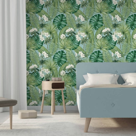 Isla Leaf Wallpaper - Blue/Green - Muriva - M37801Wallpaper199