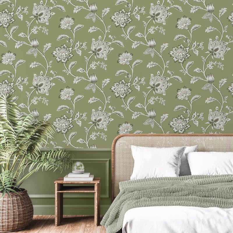 Juliette Floral Wallpaper - Sage - Fine Décor - FD43454Wallpaper199