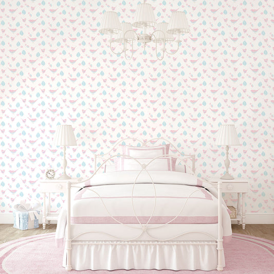 Just 4 Kids 2 Birds Wallpaper - Pink / Aqua - Galerie - G56539Wallpaper199