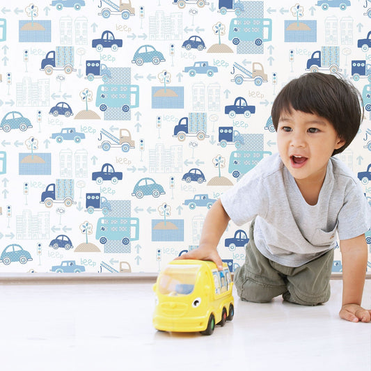 Just 4 Kids 2 City Traffic Wallpaper - Blue / White - Galerie - G56009Wallpaper199
