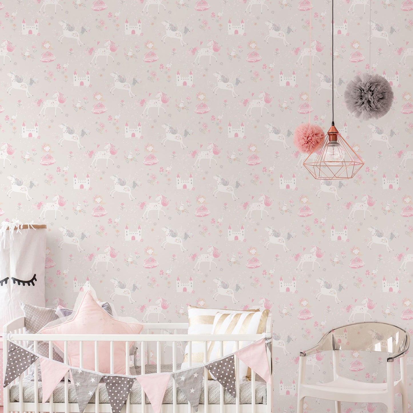 Just 4 Kids 2 Fairytale Wallpaper - Grey / Coral - Galerie - G56525Wallpaper199