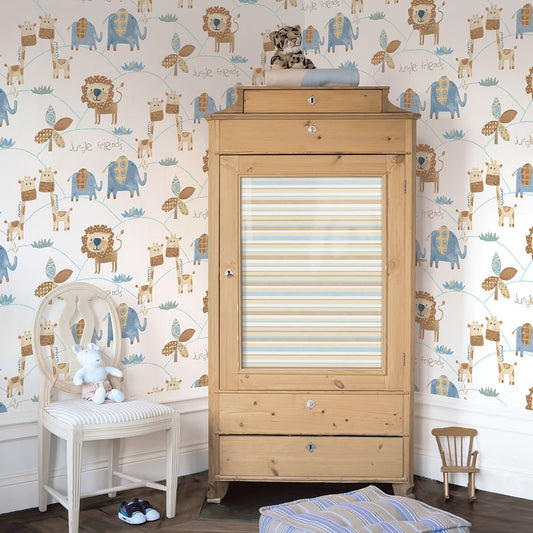 Just 4 Kids 2 Jungle Friends Wallpaper - Brown / Blue - Galerie - G56022Wallpaper199