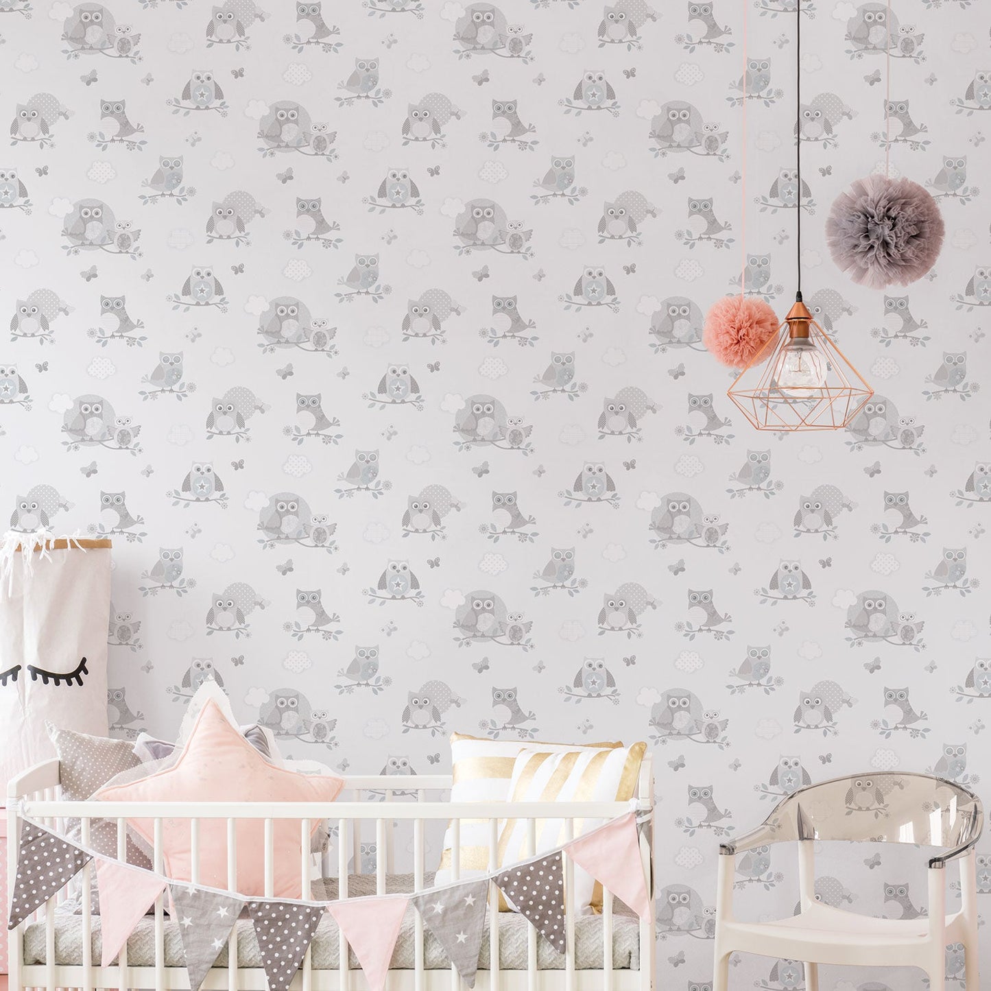 Just 4 Kids 2 Owls Wallpaper - Grey - Galerie - G56503Wallpaper199