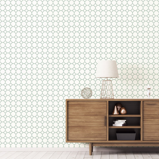 Just Kitchens Bee Hive Wallpaper - Green / White - Galerie - G45402Wallpaper199
