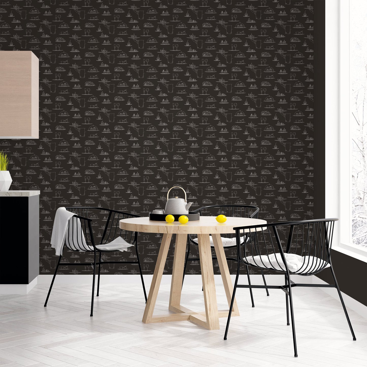 Just Kitchens Chalkboard Menu Wallpaper - Black - Galerie - G45408Wallpaper199