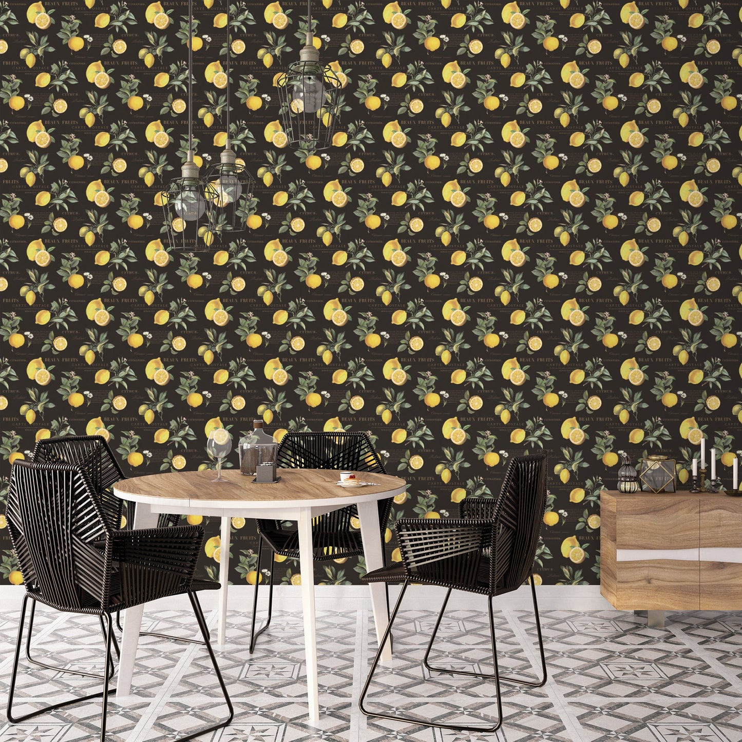 Just Kitchens Citron Botanical Wallpaper - Black / Yellow - Galerie - G45411Wallpaper199