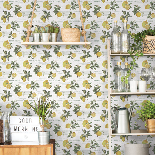Just Kitchens Citron Botanical Wallpaper - Yellow / Green / White - Galerie - G45409Wallpaper199