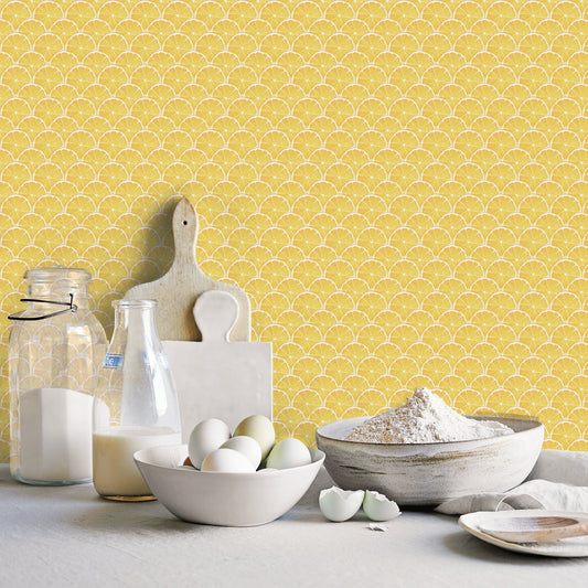Just Kitchens Lemon Scallop Wallpaper - Yellow - Galerie - G45438Wallpaper199