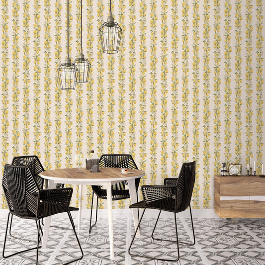 Just Kitchens Lemon Stripe Wallpaper - Yellow / Beige - Galerie - G45440Wallpaper199