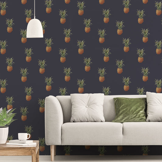Just Kitchens Pineapples Wallpaper - Navy - Galerie - G45451Wallpaper199