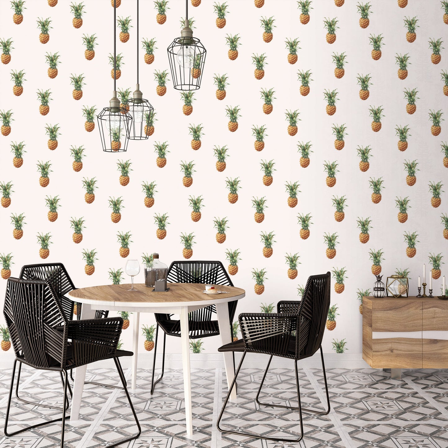 Just Kitchens Pineapples Wallpaper - White - Galerie - G45453Wallpaper199