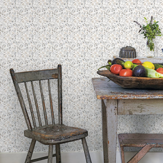 Just Kitchens Spring Leaf Trail Wallpaper - Grey / Beige - Galerie - G45454Wallpaper199
