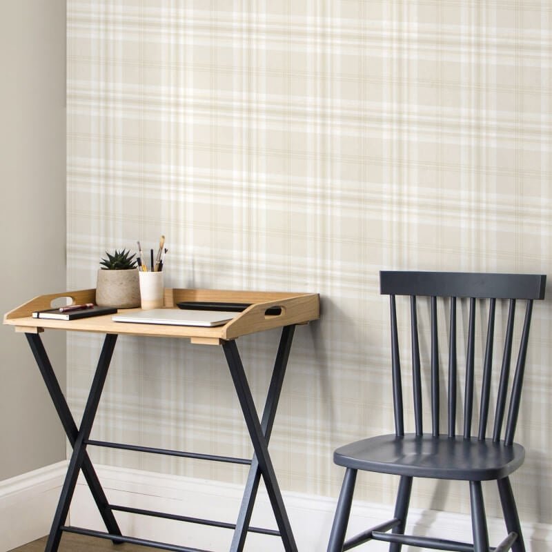 Kelso Check Wallpaper - Cream - Catherine Lansfield - 165525Wallpaper199