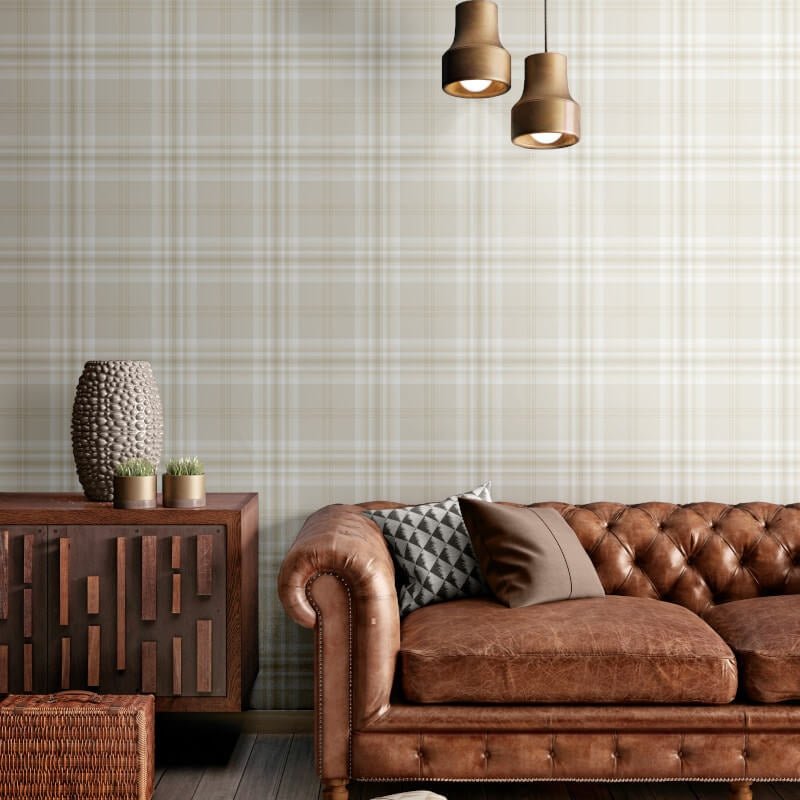 Kelso Check Wallpaper - Cream - Catherine Lansfield - 165525Wallpaper199