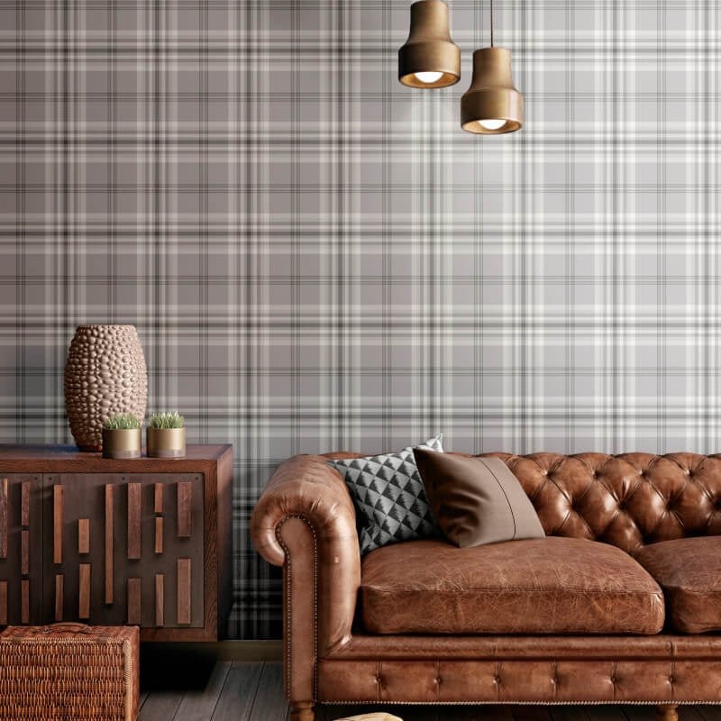 Kelso Check Wallpaper - Light Grey - Catherine Lansfield - 165521Wallpaper199