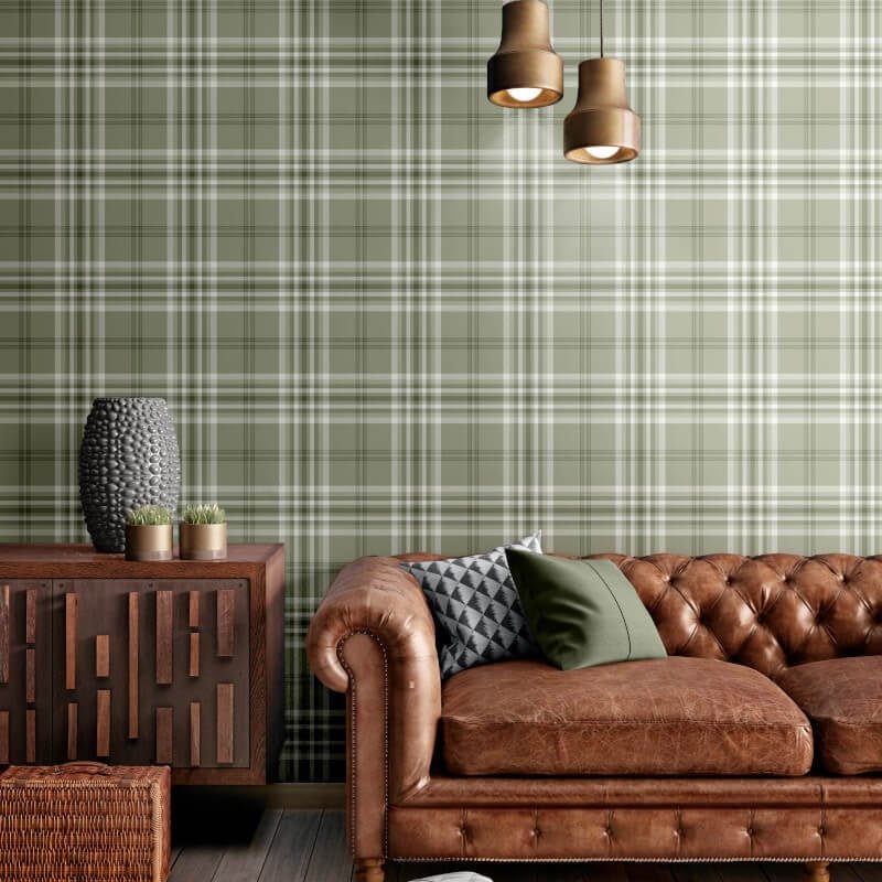 Kelso Check Wallpaper - Sage - Catherine Lansfield - 165526Wallpaper199
