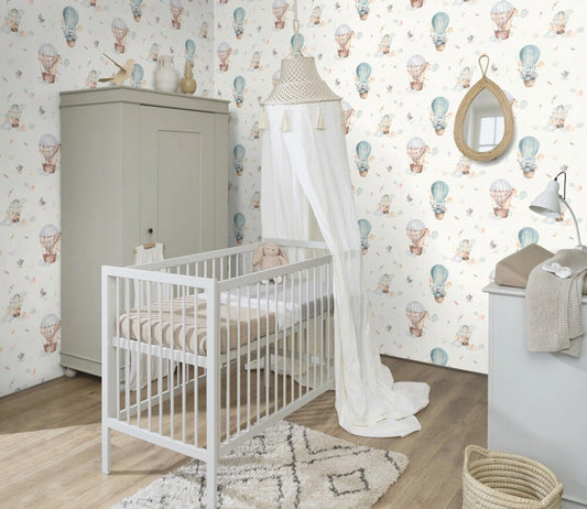 Kids World Balloon Ride Wallpaper - Blue Multi - Rasch - 300512Wallpaper199