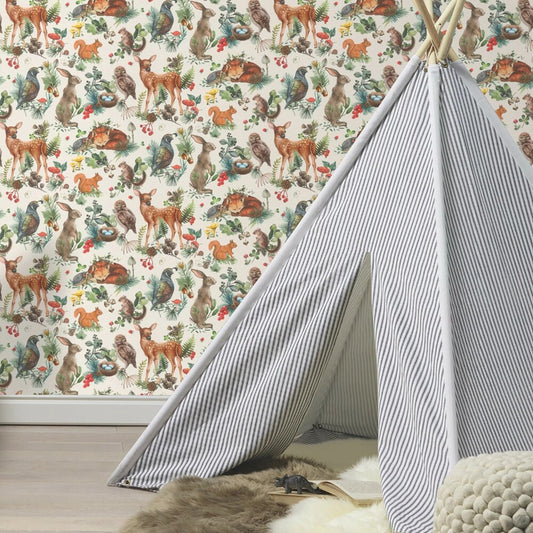 Kids World Forest Walk Wallpaper - Neutral Multi - Rasch - 300321Wallpaper199