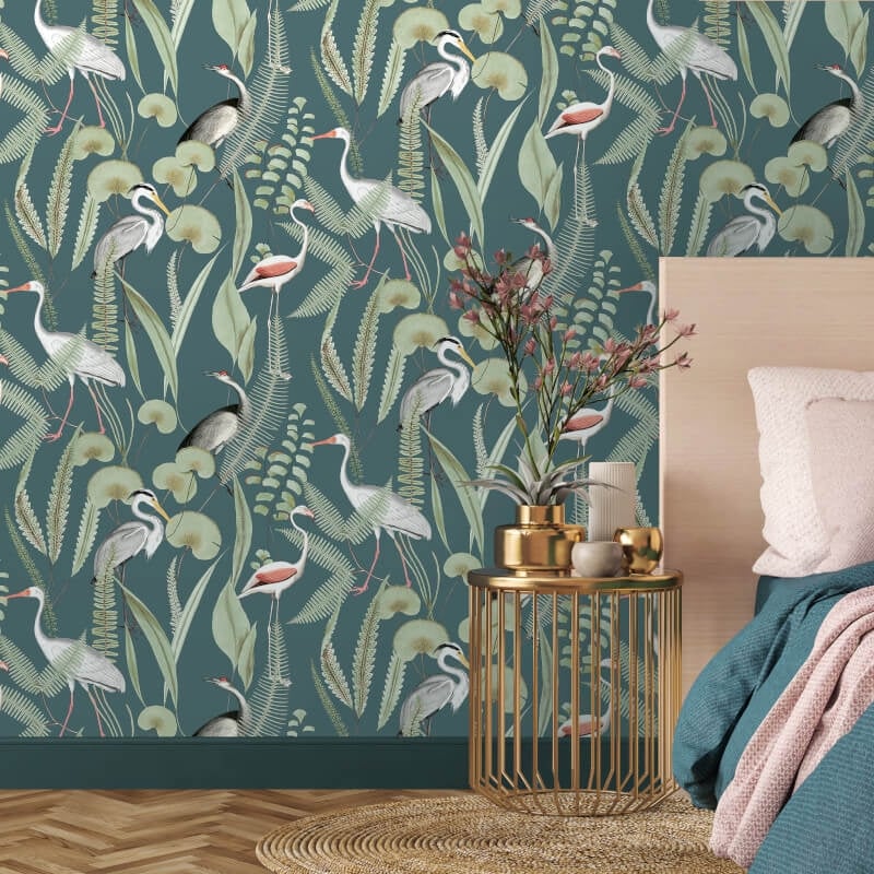 Kivu Shorebirds Wallpaper - Green Multi - Muriva - M37414Wallpaper199