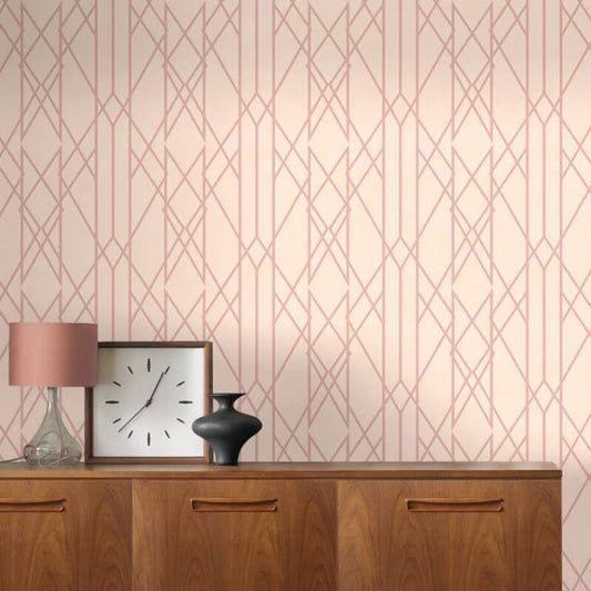 Kristina Geo Wallpaper - Blush & Rose Gold Metallic - Rasch - 215106Wallpaper199