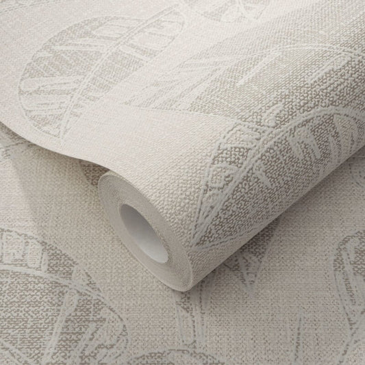 Largo Leaf Metallic Wallpaper - Beige - Erismann - 10459 - 02Wallpaper199