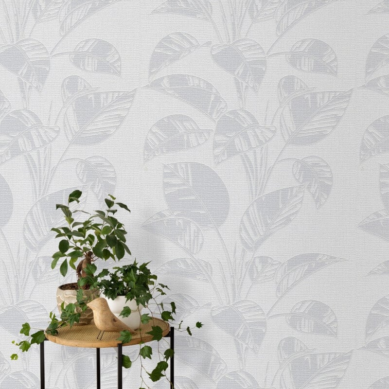 Largo Leaf Metallic Wallpaper - Grey - Erismann - 10459 - 31Wallpaper199