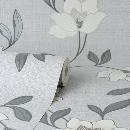 Larson Floral Metallic Wallpaper - Charcoal/Gold - Fine Décor - FD43066Wallpaper199