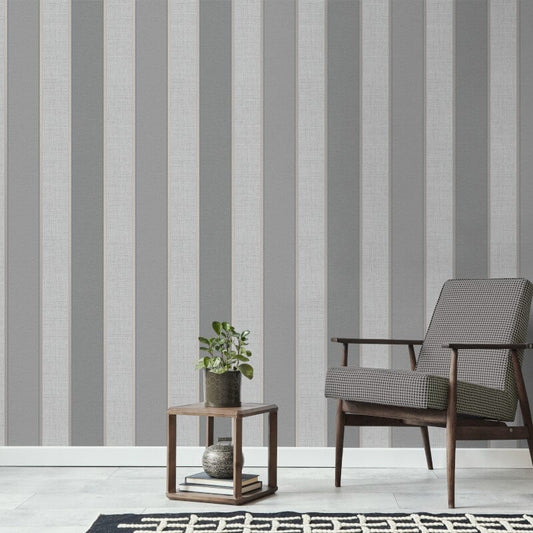 Larson Stripe Metallic Wallpaper - Charcoal/Gold - Fine Décor - FD42822Wallpaper199