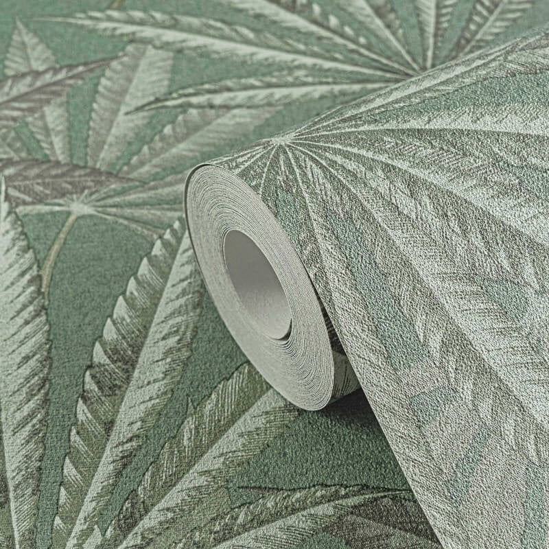 Layered Palm Leaves Wallpaper - Green - Michalsky Living - 39984-1Wallpaper199