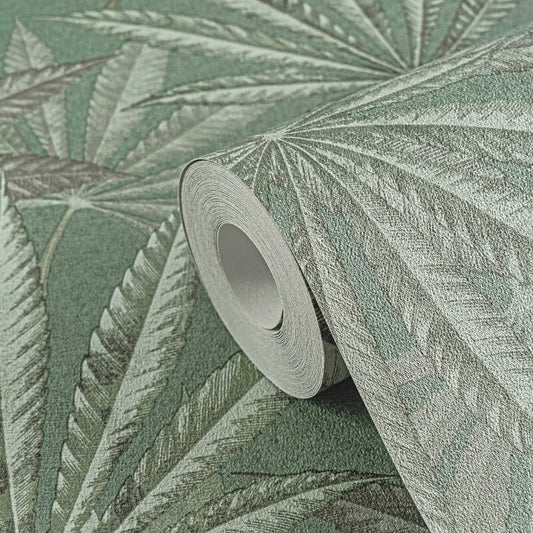 Layered Palm Leaves Wallpaper - Green - Michalsky Living - 39984-1Wallpaper199