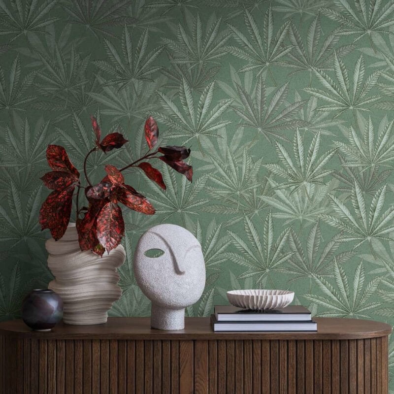 Layered Palm Leaves Wallpaper - Green - Michalsky Living - 39984-1Wallpaper199