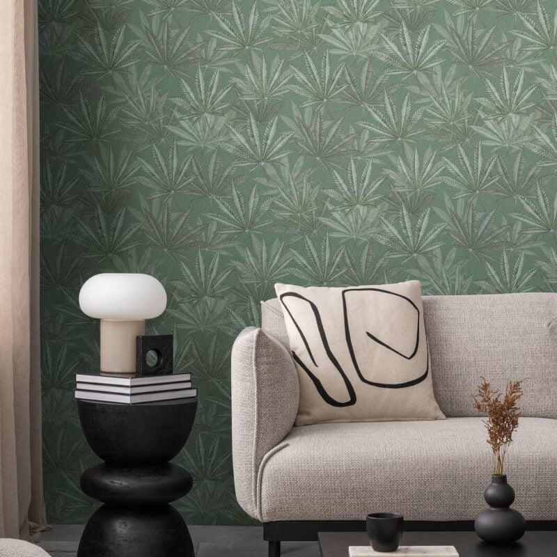 Layered Palm Leaves Wallpaper - Green - Michalsky Living - 39984-1Wallpaper199