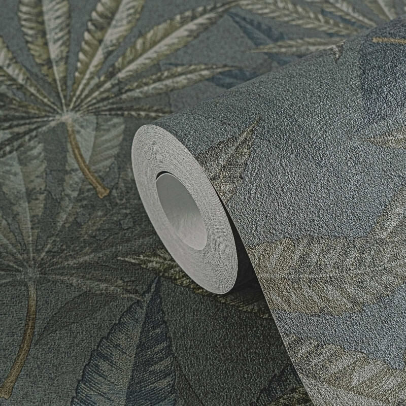 Layered Palm Leaves Wallpaper - Grey/Green - Michalsky Living - 39984-4Wallpaper199