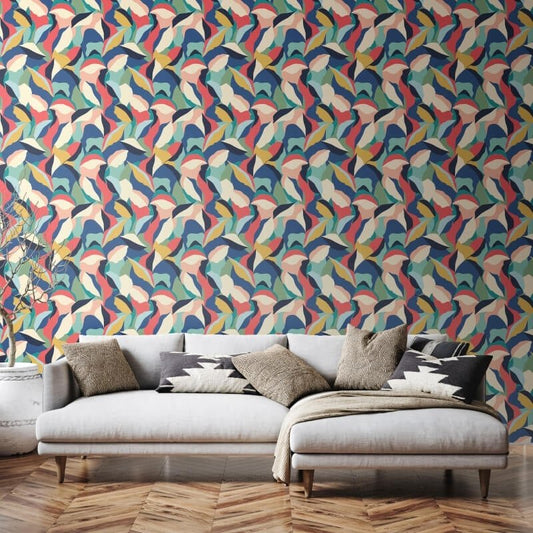 Leafy Patchwork Wallpaper - Navy Twist - Hoopla Walls - HWA1155WWallpaper199