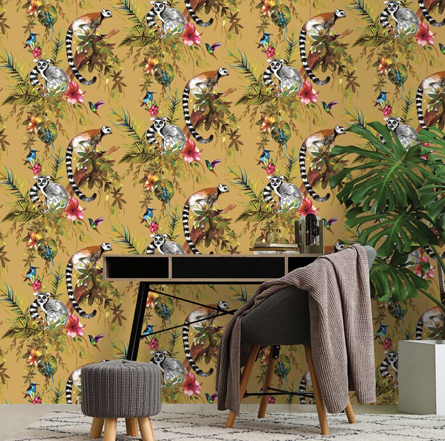 Lemur Wallpaper - Ochre - Holden Décor - 13050Wallpaper199