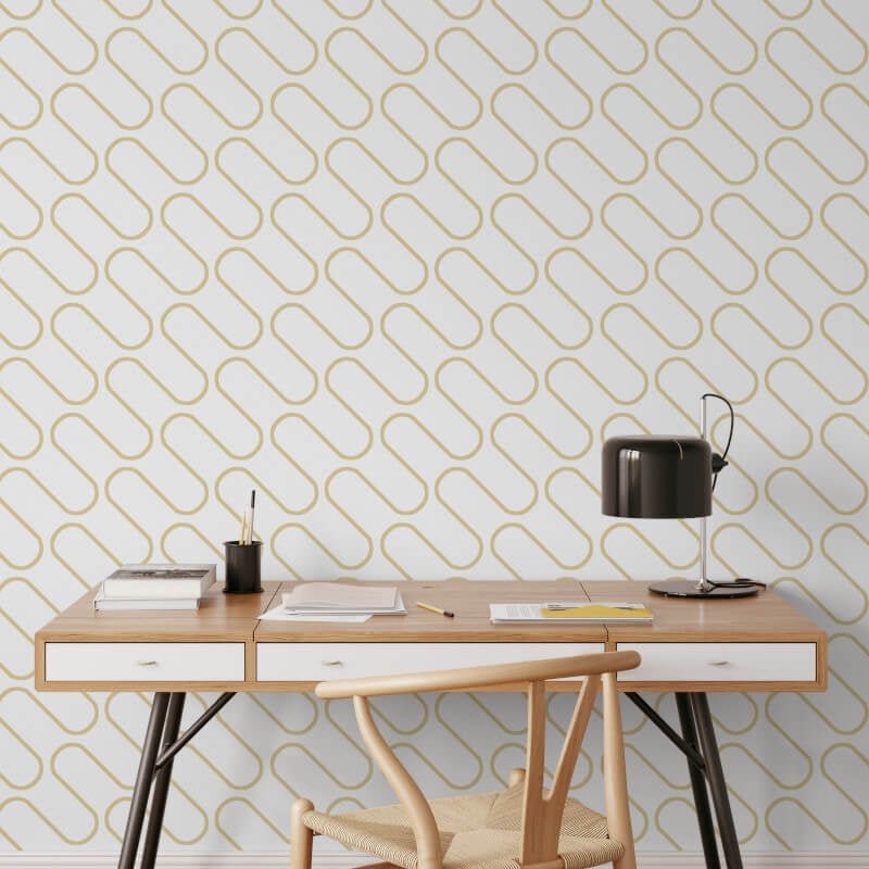 Linear Curve Wallpaper - White/Gold - Catherine Lansfield - 206504Wallpaper199