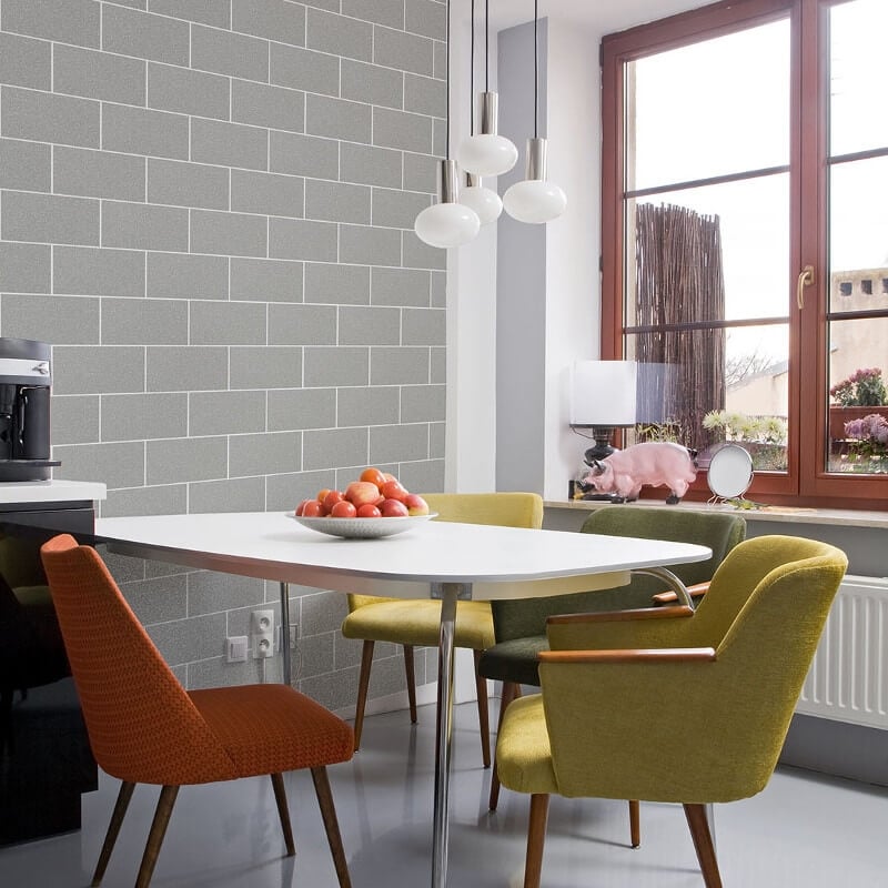 London Tile Glitter Wallpaper - Grey - Crown - M1123Wallpaper199