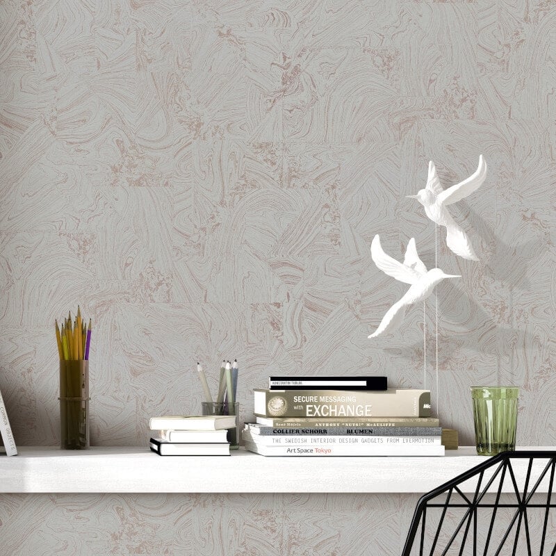 Madoc Marble Abstract Metallic Wallpaper - Taupe - Erismann - 10358 - 48Wallpaper199