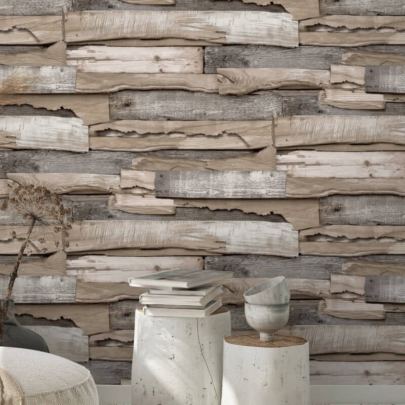 Malay Wood Panel Wallpaper - Natural - Grandeco - WL1002Wallpaper199