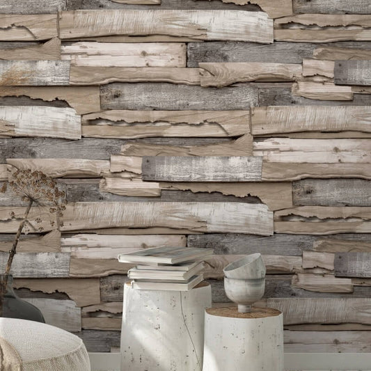 Malay Wood Panel Wallpaper - Natural - Grandeco - WL1002Wallpaper199