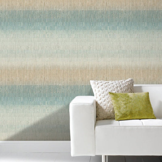 Malibu Stripe Effect Wallpaper - Aqua - Grandeco - A51201Wallpaper199