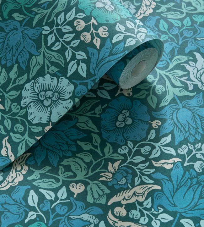 Mallow Wallpaper - Teal - W0173/02 - Clarke & ClarkeWallpaper199