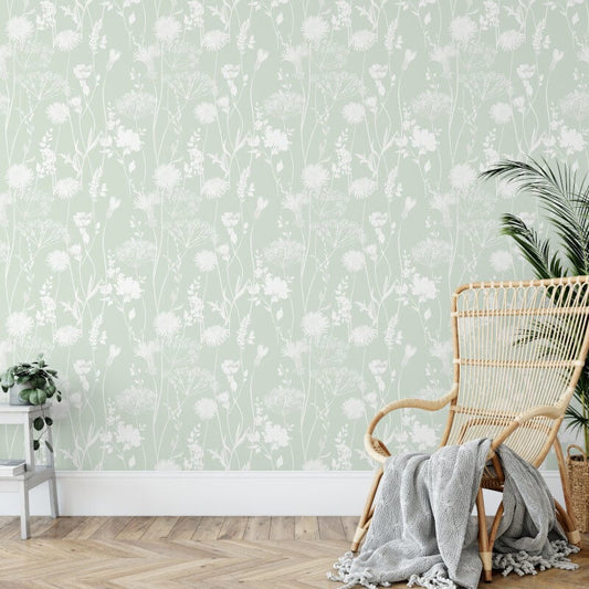 Meadowsweet Floral Wallpaper - Green - Catherine Lansfield - 165580Wallpaper199